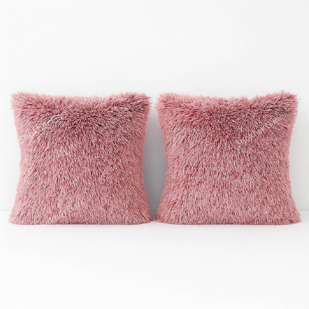 2Pcs set Fur Soft Cushion Cover pillow 43x43cm - Light Pink image