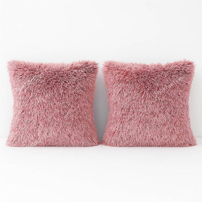 2Pcs set Fur Soft Cushion Cover pillow 43x43cm - Light Pink image