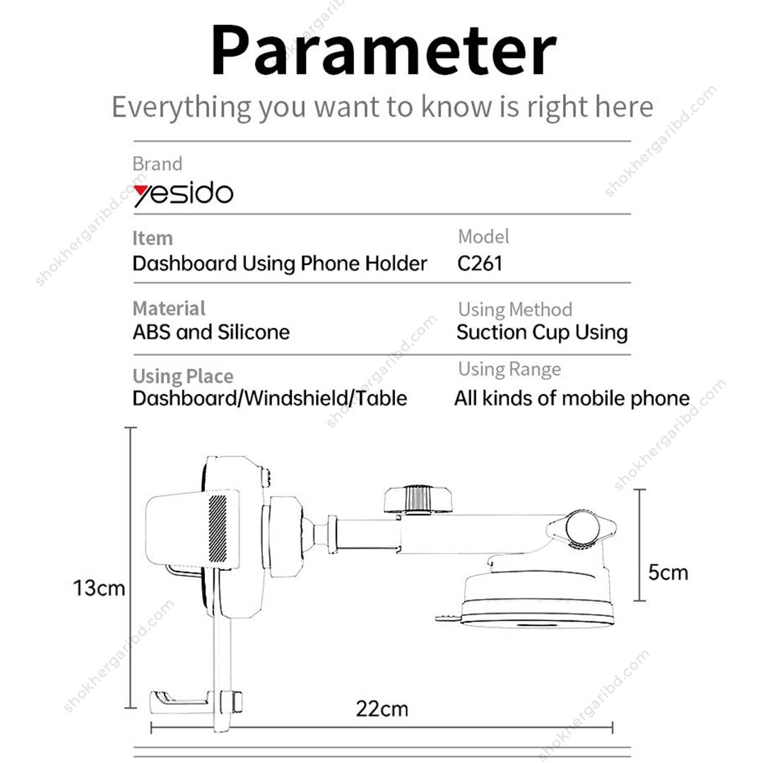 Yesido C261 Car Dashboard Using Phone Holder image 3