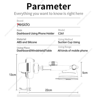 Yesido C261 Car Dashboard Using Phone Holder image 3