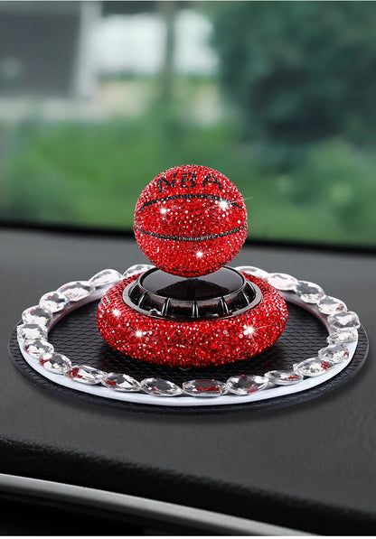 Car Solar Rotary Diamond Basketball Perfume - Red image