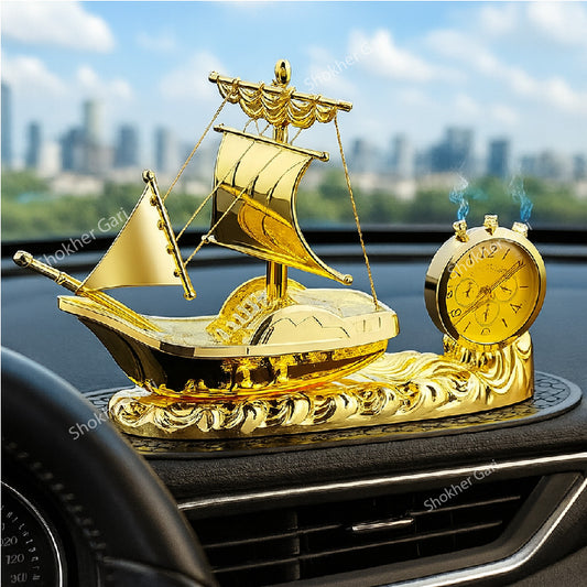 Luxurious Dashboard Boat Showpice-Perfume With Clock image 0