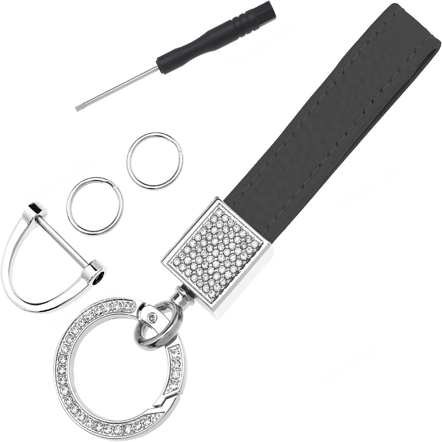 PU Leather Car Keychain with Glitter image 3