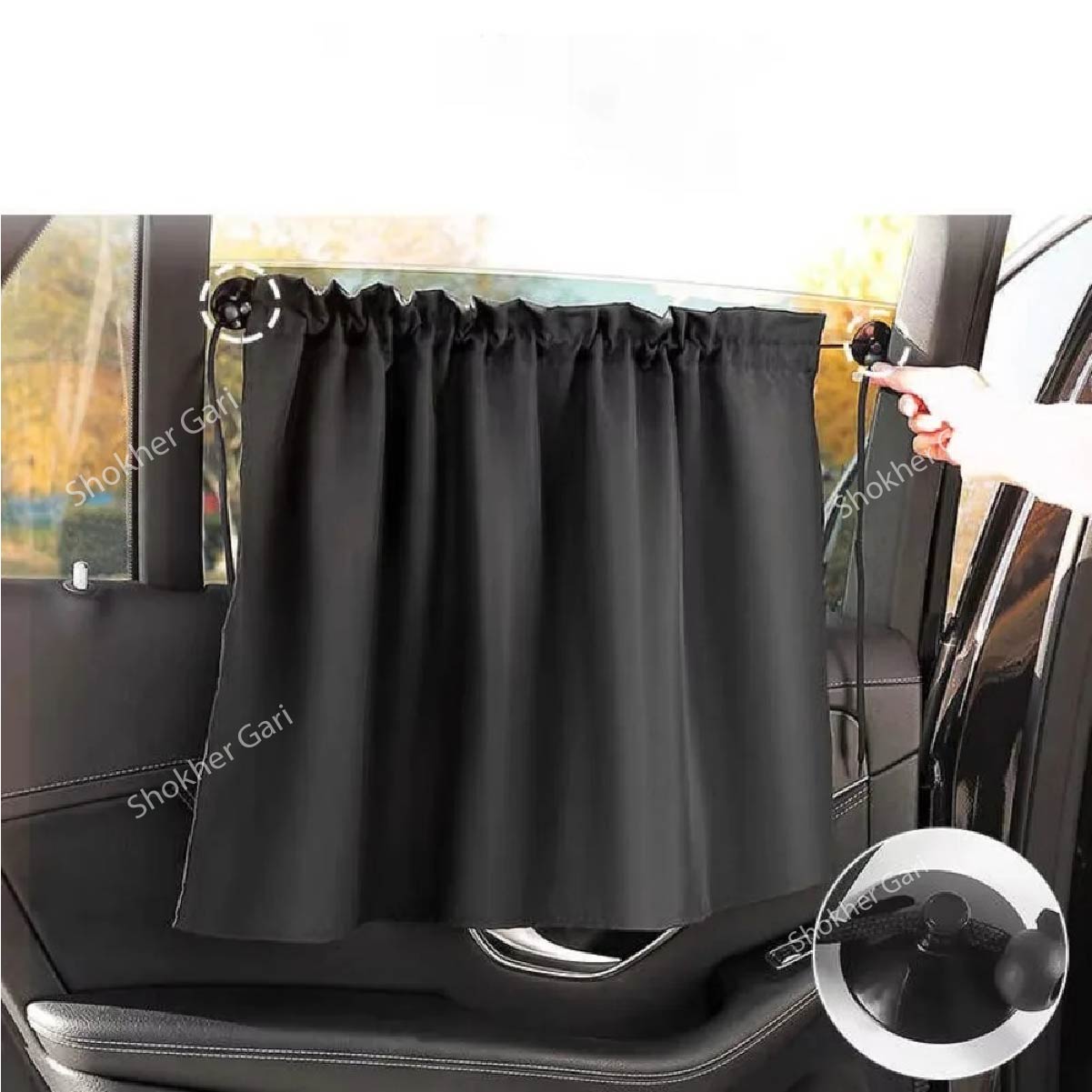 2Pcs Black Suction Cup Curtain Universal Side sun shade image 2
