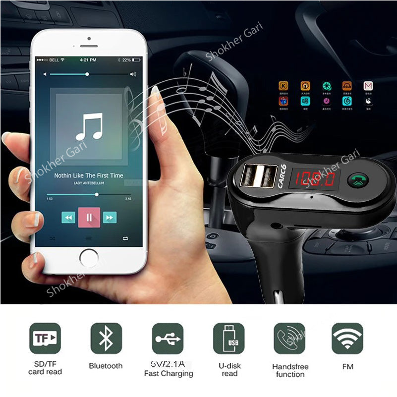 Hands Free Wireless Bluetooth FM Transmitter + AUX Modulator Car Kit MP3 Player image 0