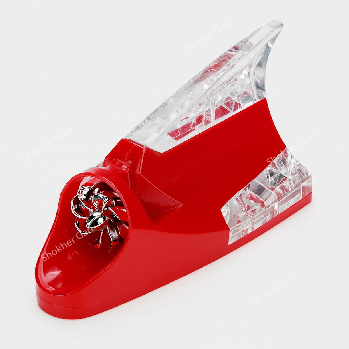 Wind Power Shark Fin Antenna Universal LED Colorful Lights - Red image