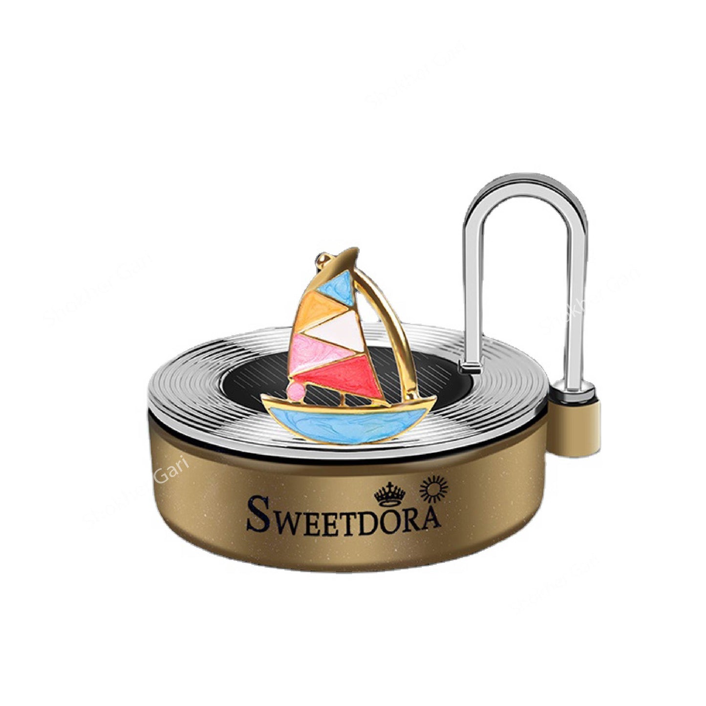 Solar Powered Boat Rotating Perfume - Golden image