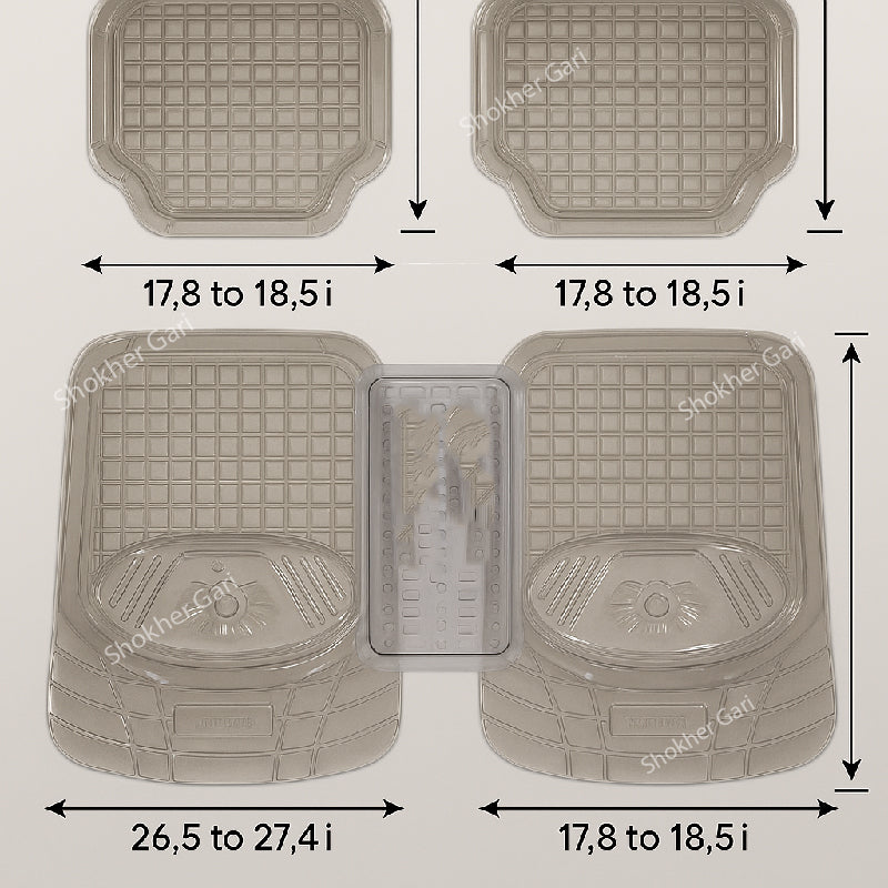 Universal transparent floor mat 5pcs set  - Black image