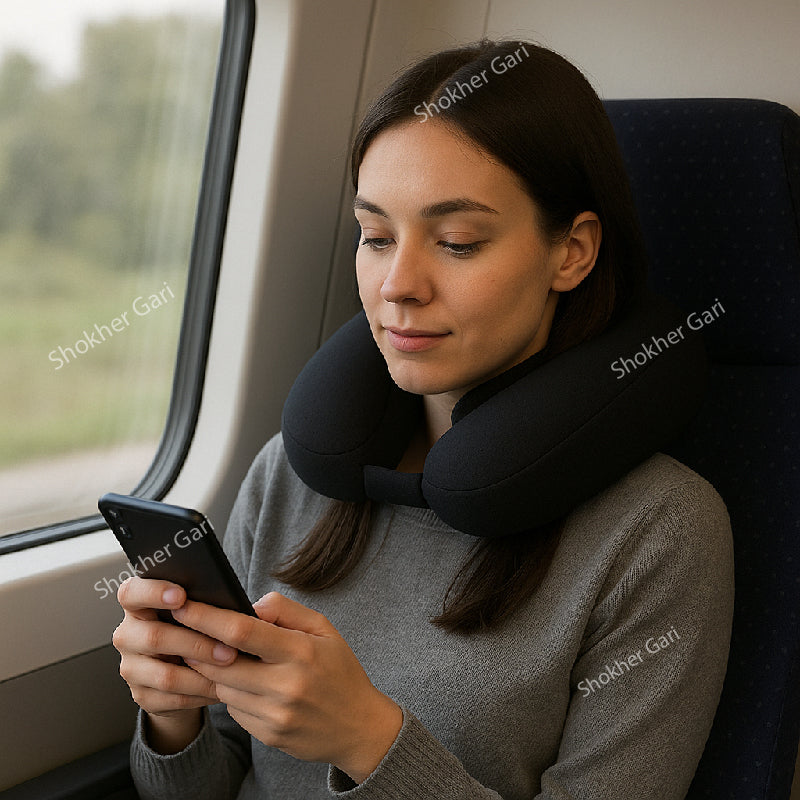 Velvet Lion Memory Foam Neck Pillow - Black image 0