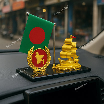 Car Dashboard Boat Showpiece With Bangladesh Flag &amp; Map image 1