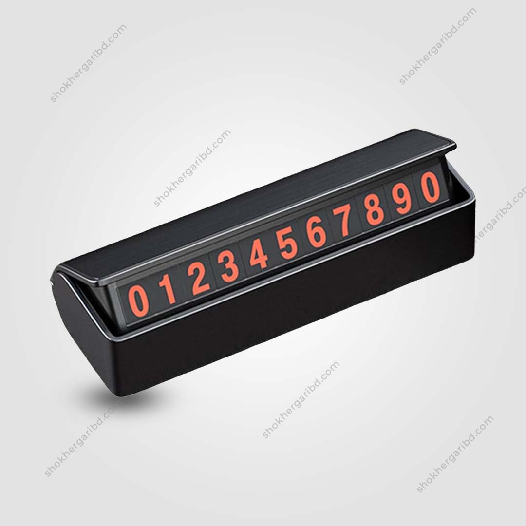 Temporary Parking Card Plastic Body Mobile Number Holder - Black image