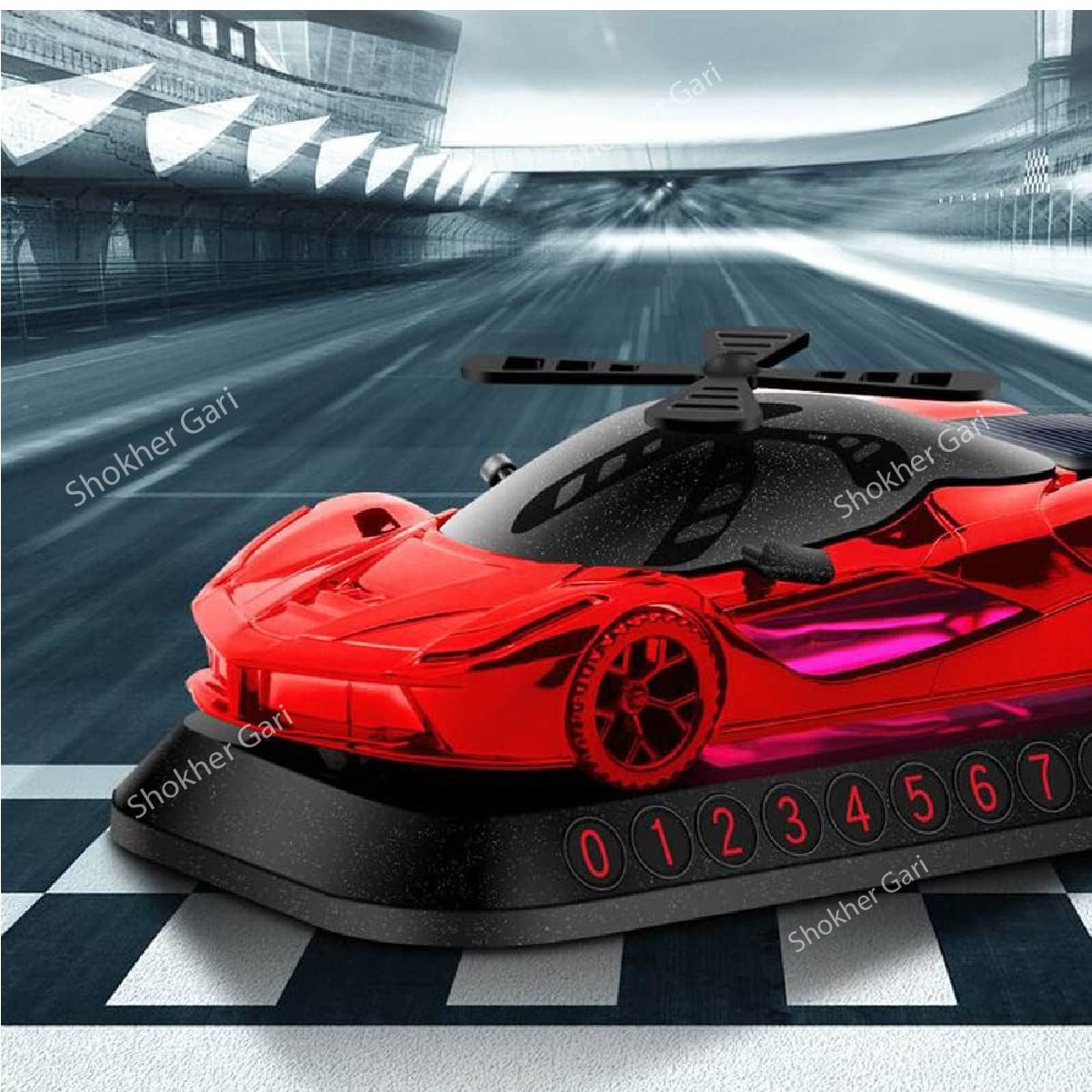 Solar Energy Sports Car Model Perfume Parking Number - Red image