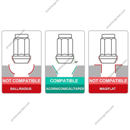Universal Size Wheel Nuts Bolts Chrome Steel M12x1.5     5 pcs image 5