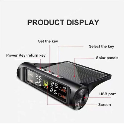 Big Nozzle Solar Power TPMS Car Tire Tyre Air Pressure meter Gauge image 3