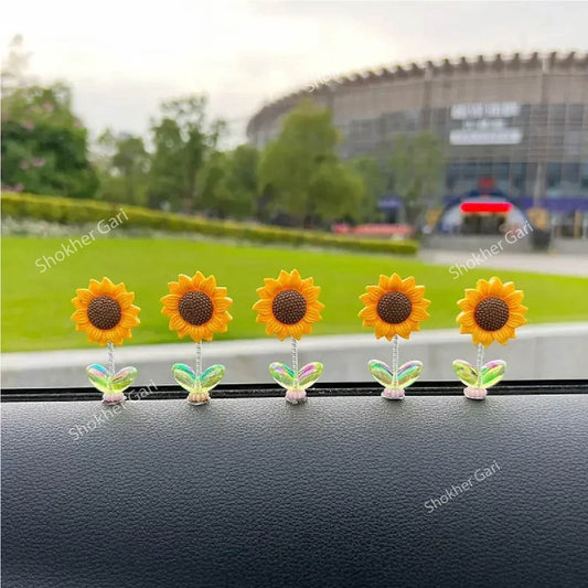 5 Pcs set Cute Shaking Sunflower Car Decor Funny Dashboard image 0