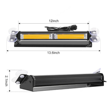 Front/Rear Windshield COB Strobe Lights - Emergency Strobe Dash Lights 12 Inches image 2
