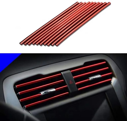 10 pcs set 20 cm Pipe Car AC Vent Blade Strip - Red image