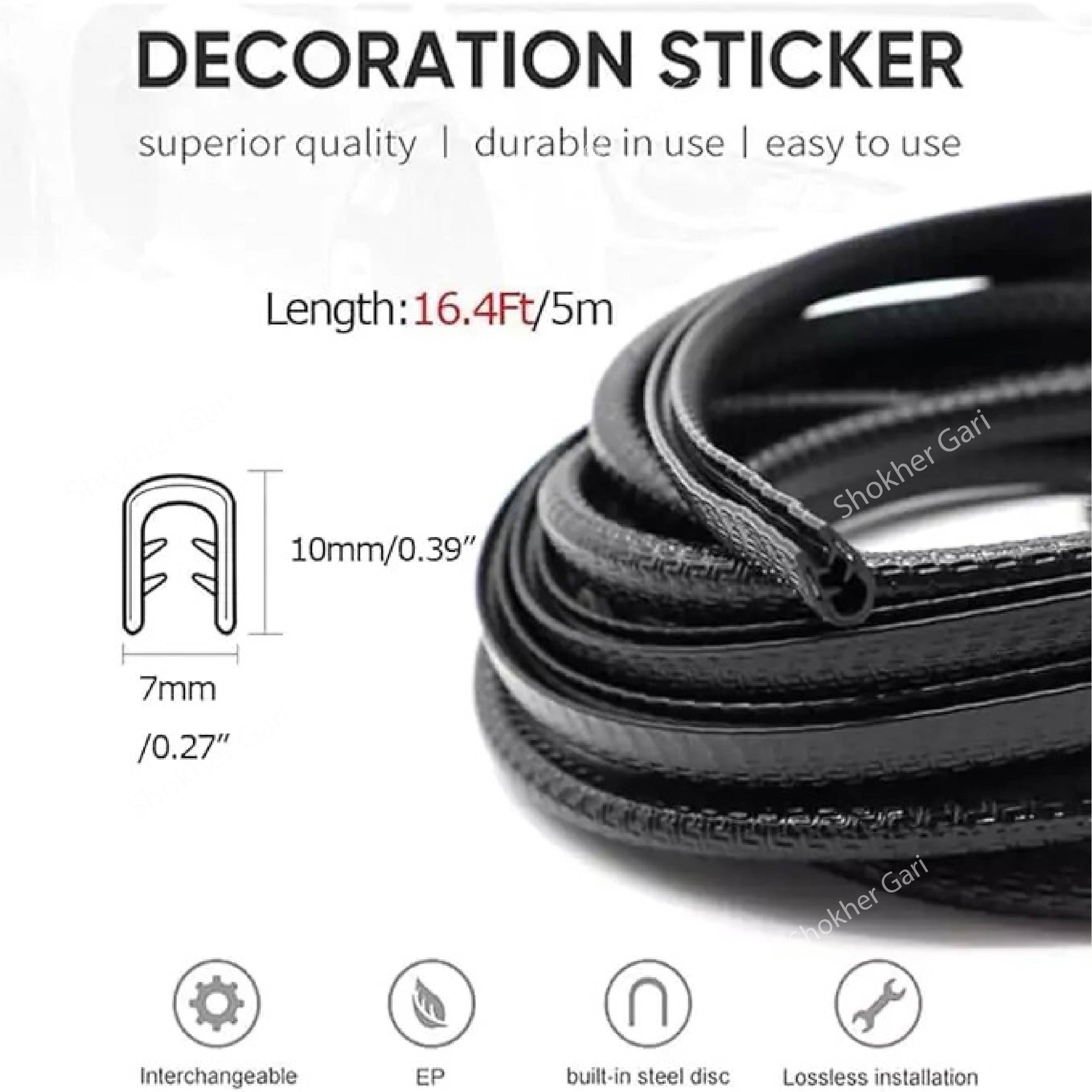 Car Door Guard Shield - Strong Anti-Scratch Door Edge Guard- 5 Colours Bumper Door Edge Protector for 4 Door 17 Feet / 5 Metre image 1