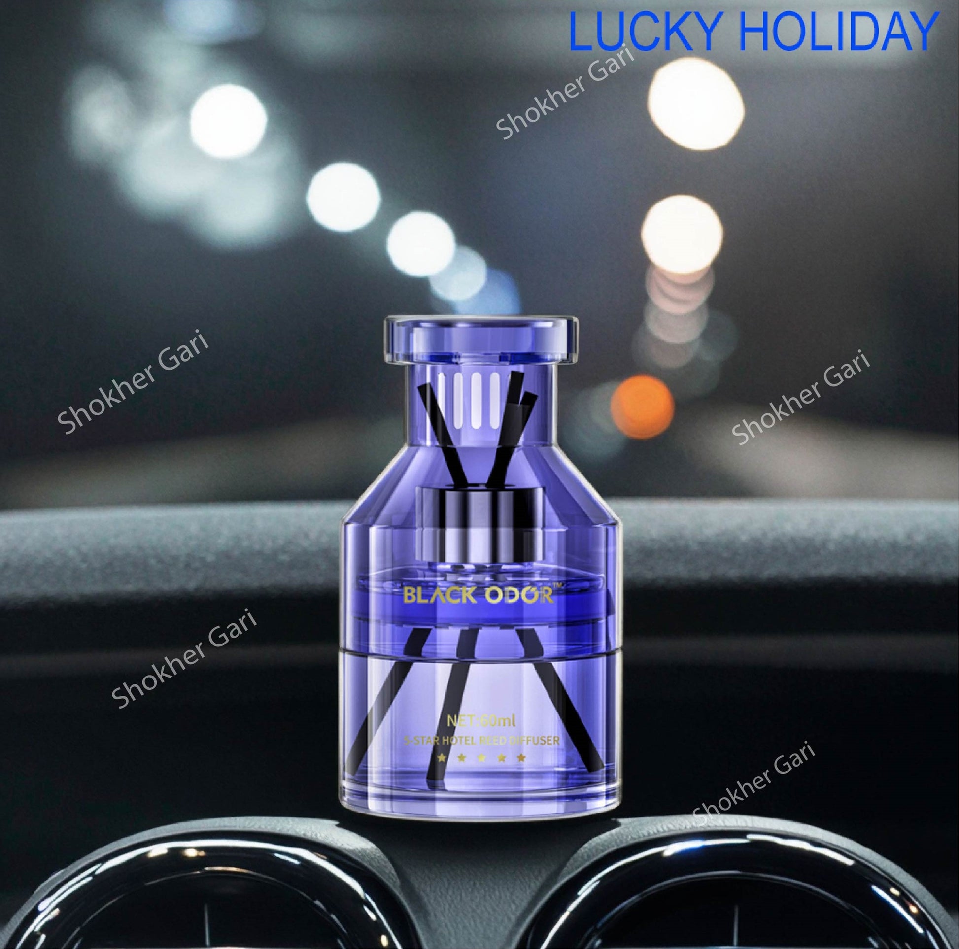 Car Modern Luxury Solid Glass Air Freshener Black Oud Perfume - Lucky Holiday image