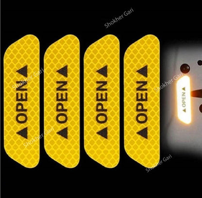 4Pcs Car Door Stickers Safety Warning Mark OPEN image 3