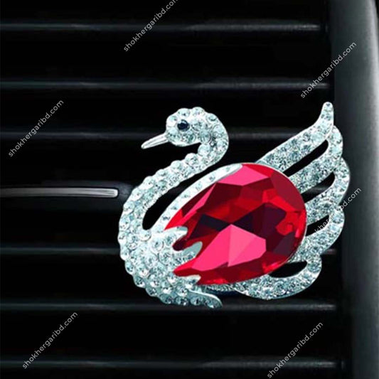 2 Pcs set Car Air Outlet Clip AC Perfume Rhinestone Decor Swan Design image 0