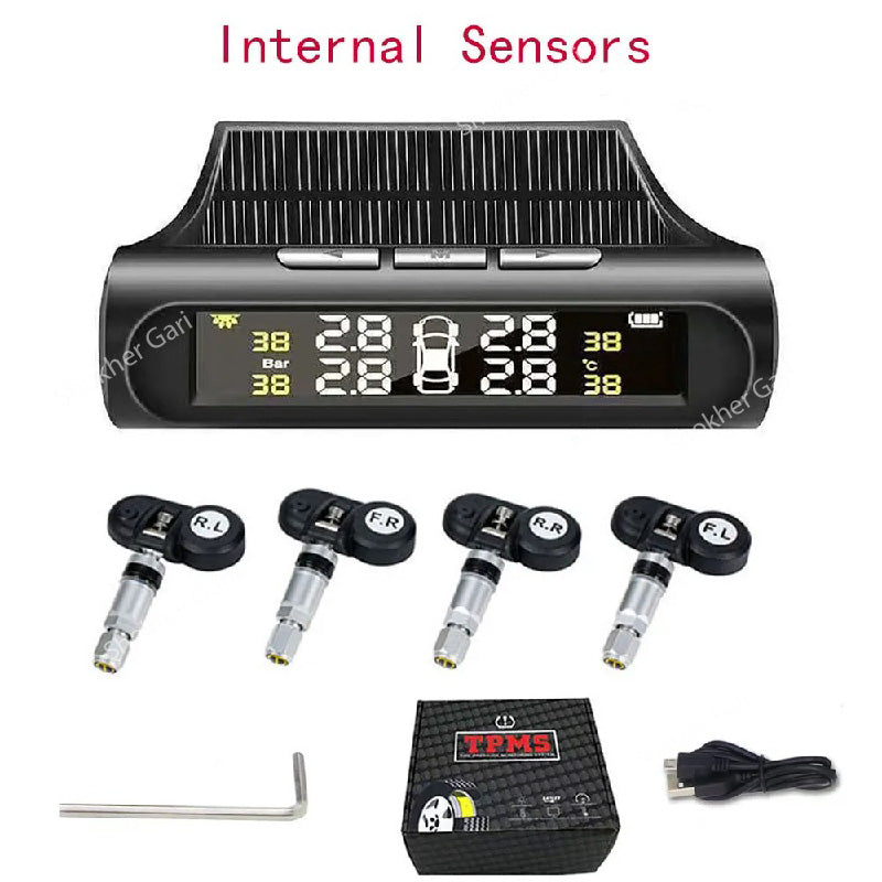Big Nozzle Solar Power TPMS Car Tire Tyre Air Pressure meter Gauge image 2