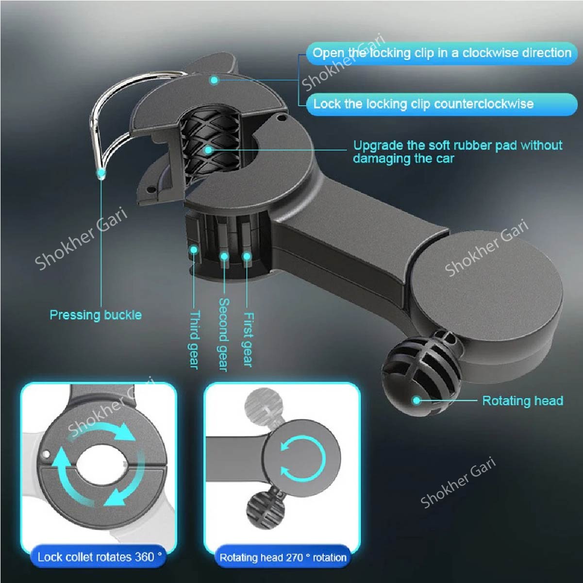Car Neck Auto Headrest Ventilation Fan USB Charging image 2