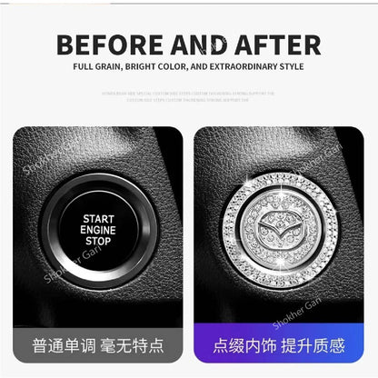 Car One-Click Engine Start Stop Switch Button Cover Sticker - Mazda image