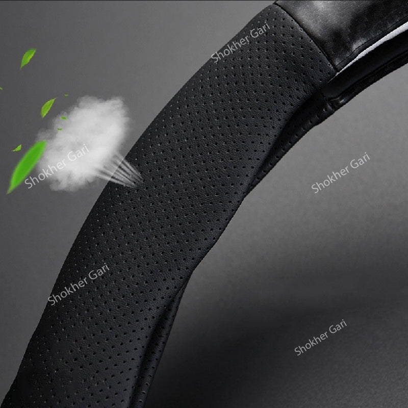 Car Red Design Half Carbon Fiber Steering Cover image 2