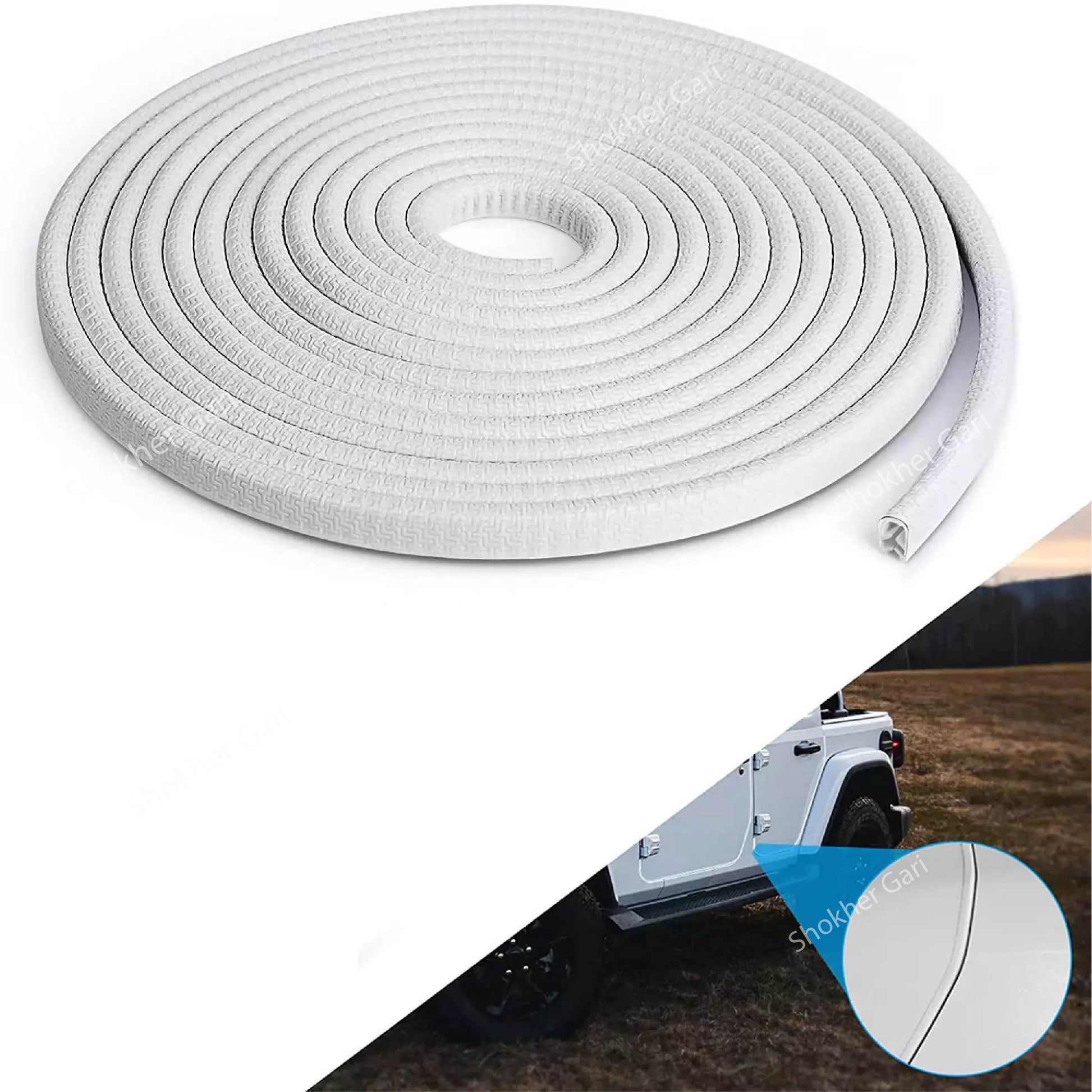 Car Door Guard Shield - Strong Anti-Scratch Door Edge Guard- 5 Colours Bumper Door Edge Protector for 4 Door 17 Feet / 5 Metre - White image