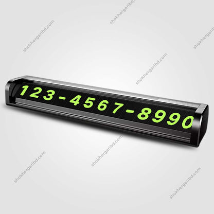 Temporary Parking Card Aluminium Body Mobile Number Holder - Black image