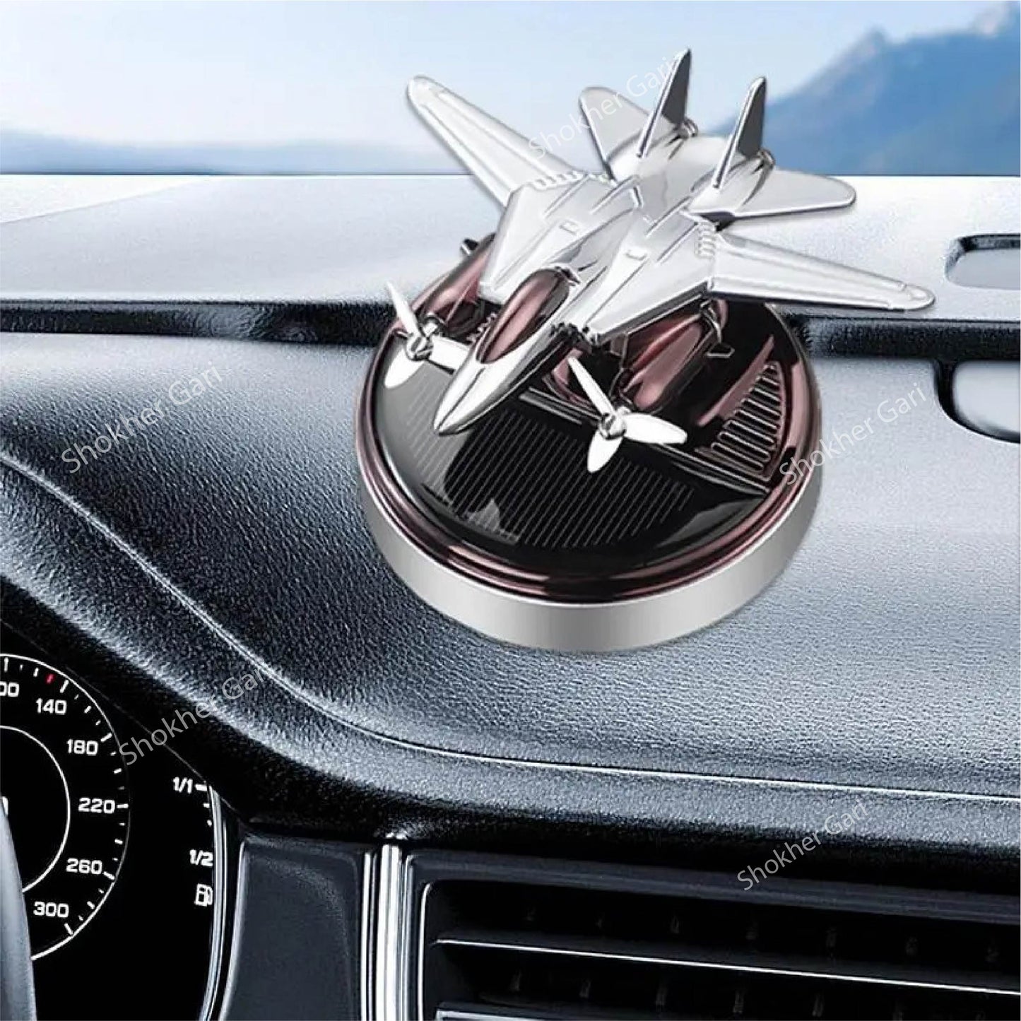 Car Solar Aircraft Perfume and Showpiece - Airplane Helicopter Car Aromatherapy Long-lasting Perfume - Silver image