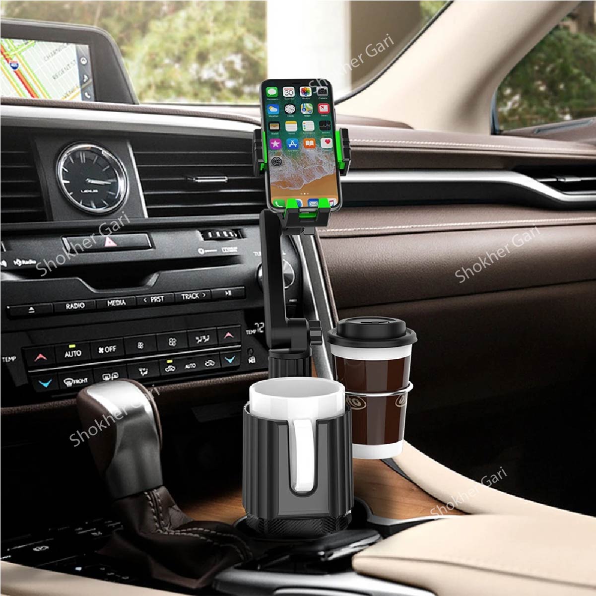 3 in 1 Car Cup Holder Phone Mount Stand Adjustable image 0