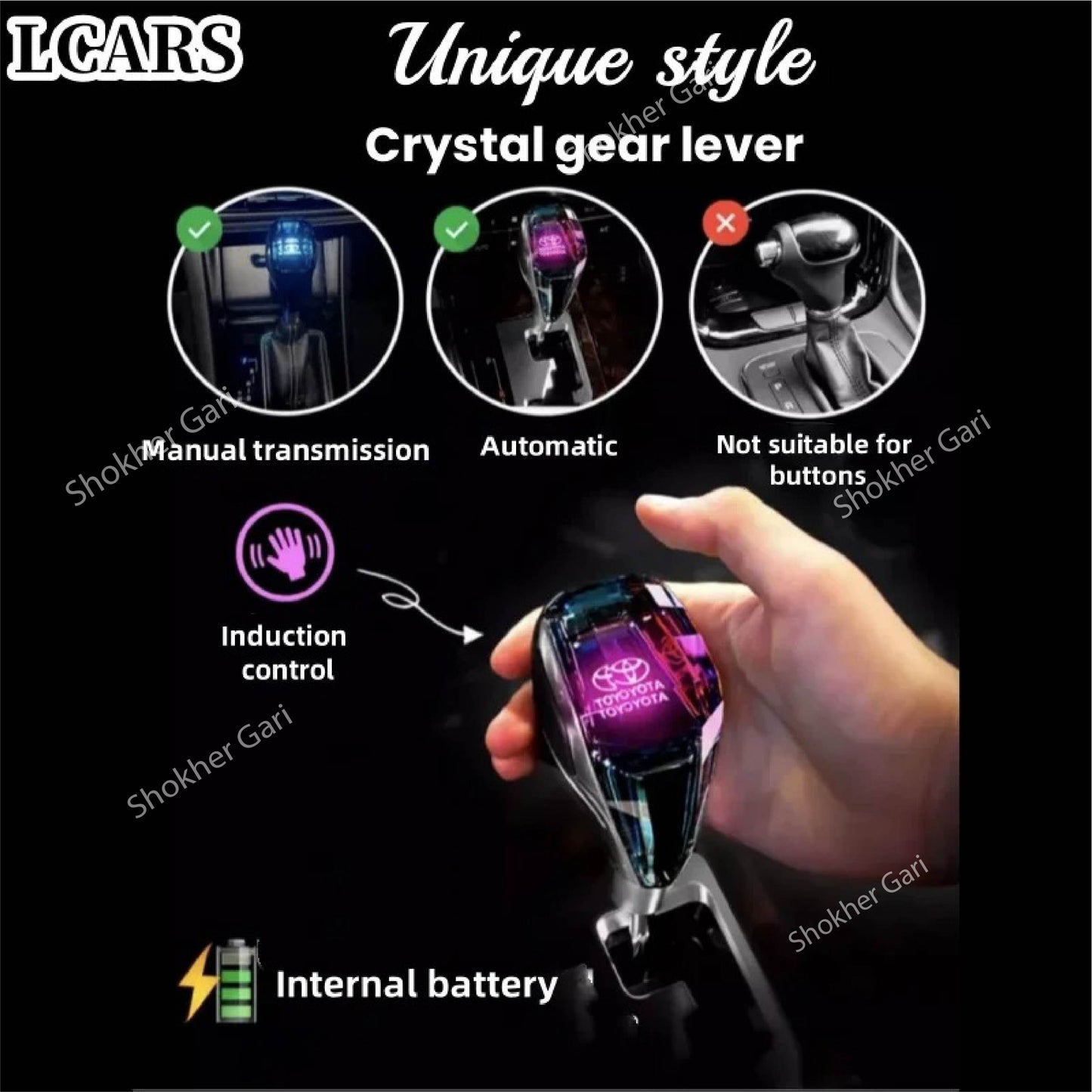 M/Y 7 Colour Crystal Gear Knob for Many Brands image 3