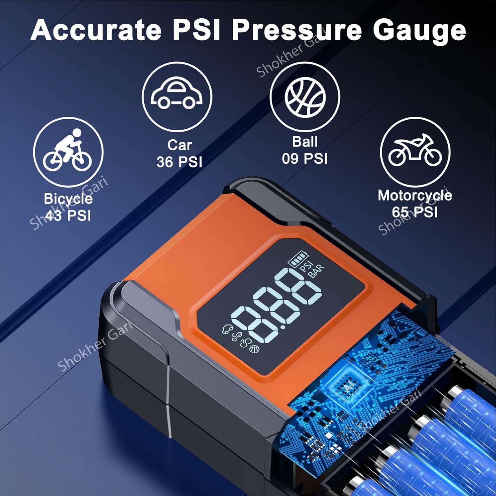 12V Smart Electric Car Tire Pump with Power Bank image 1