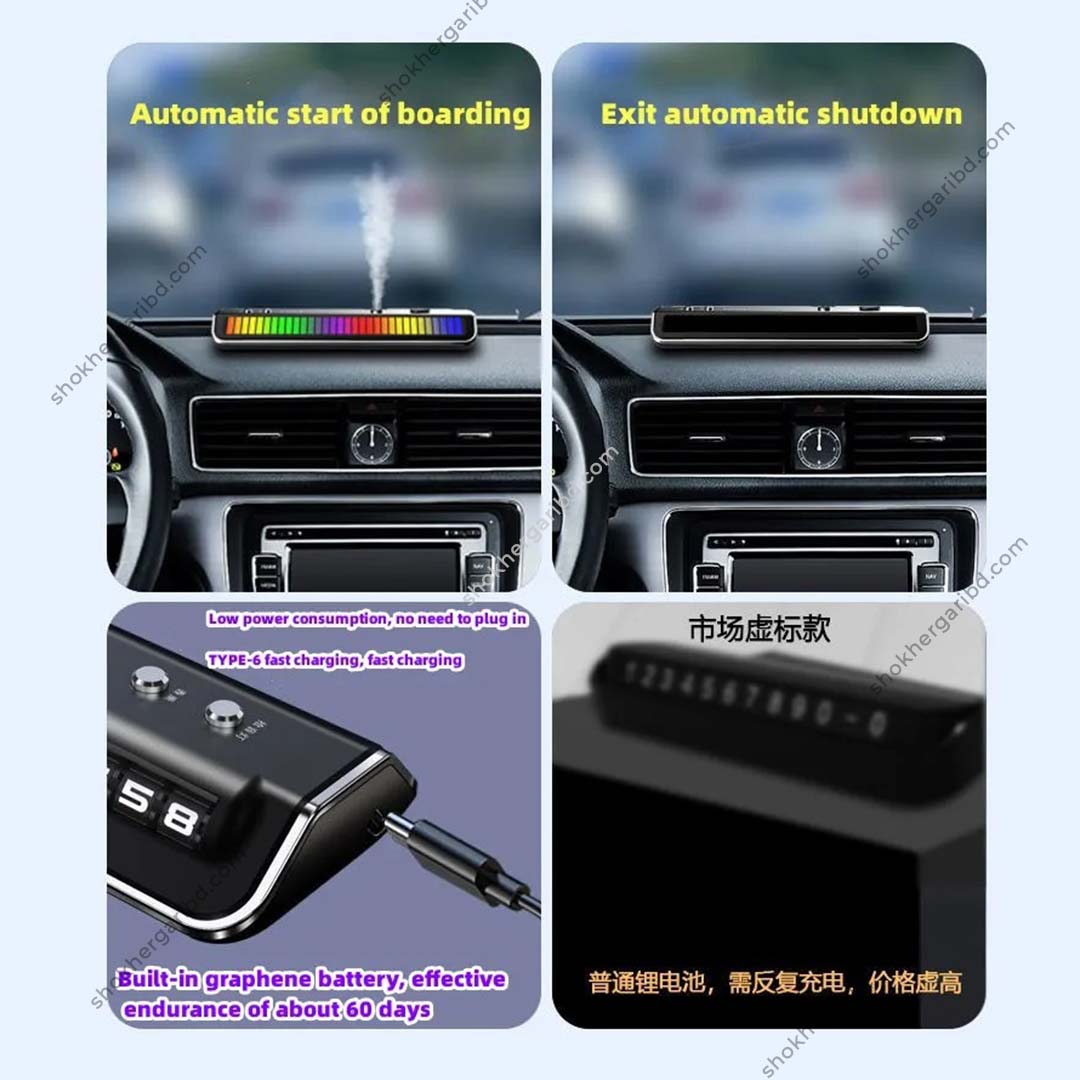 Multifunctional Itelligent Spray Diffuser Car Fragrance Car Liscence Plate Number With Colorful Ambient Light image 7