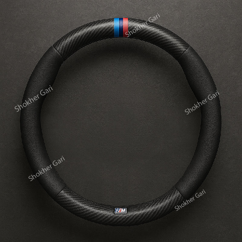 Car 3 Color Half Carbon Steering Wheel cover image 2