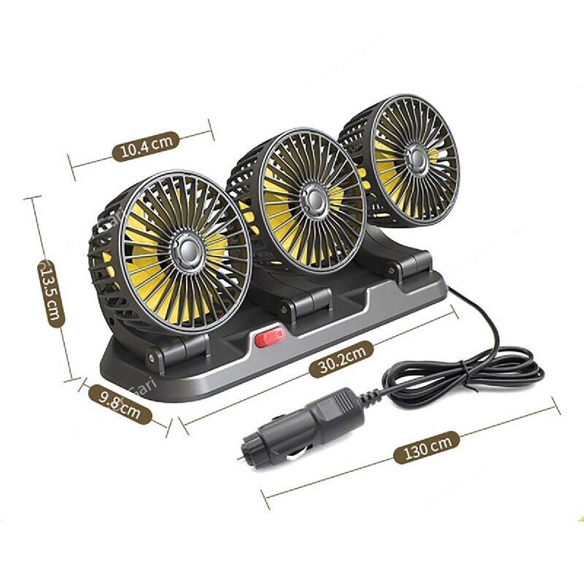 Three Headed Car Cooling Fan - 360 Degree Adjustable Car Cooling Electric Fan image 1