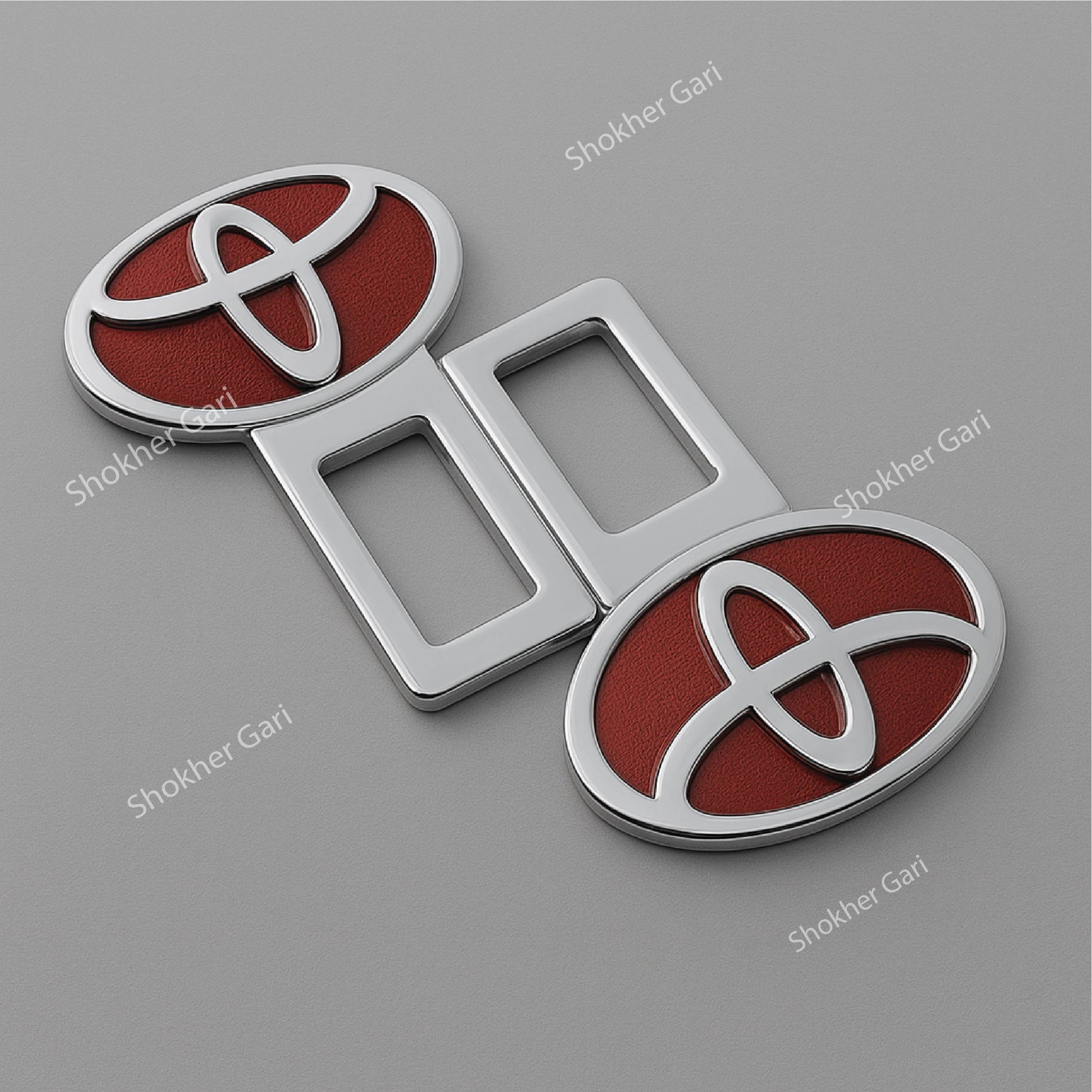Car Seat Belt Clip Metal Toyota Red With Logo 2 pcs - Toyota image
