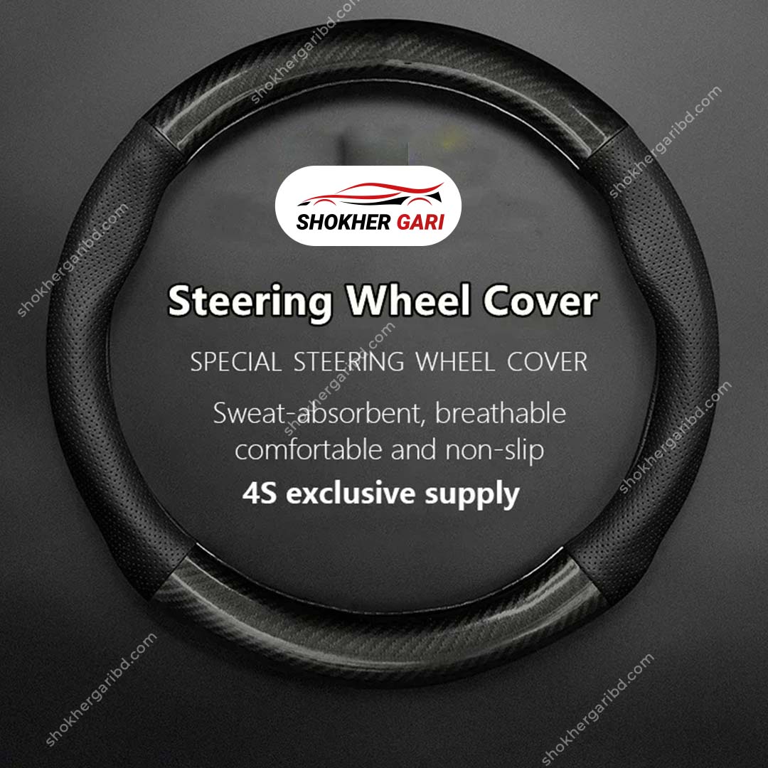 Car Half Carbon Soft Artifitial Leather Universal Steering Wheel Cover image 3