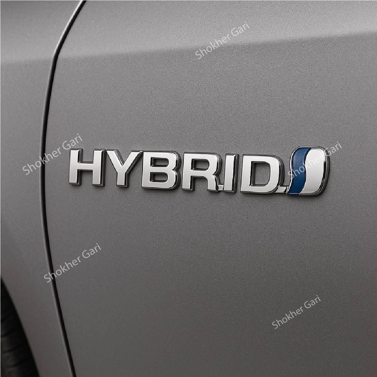 Chrome hybrid symbol - Hybrid vehicle logo - 3 Colors Aesthetic Chrome emblem badge image 0