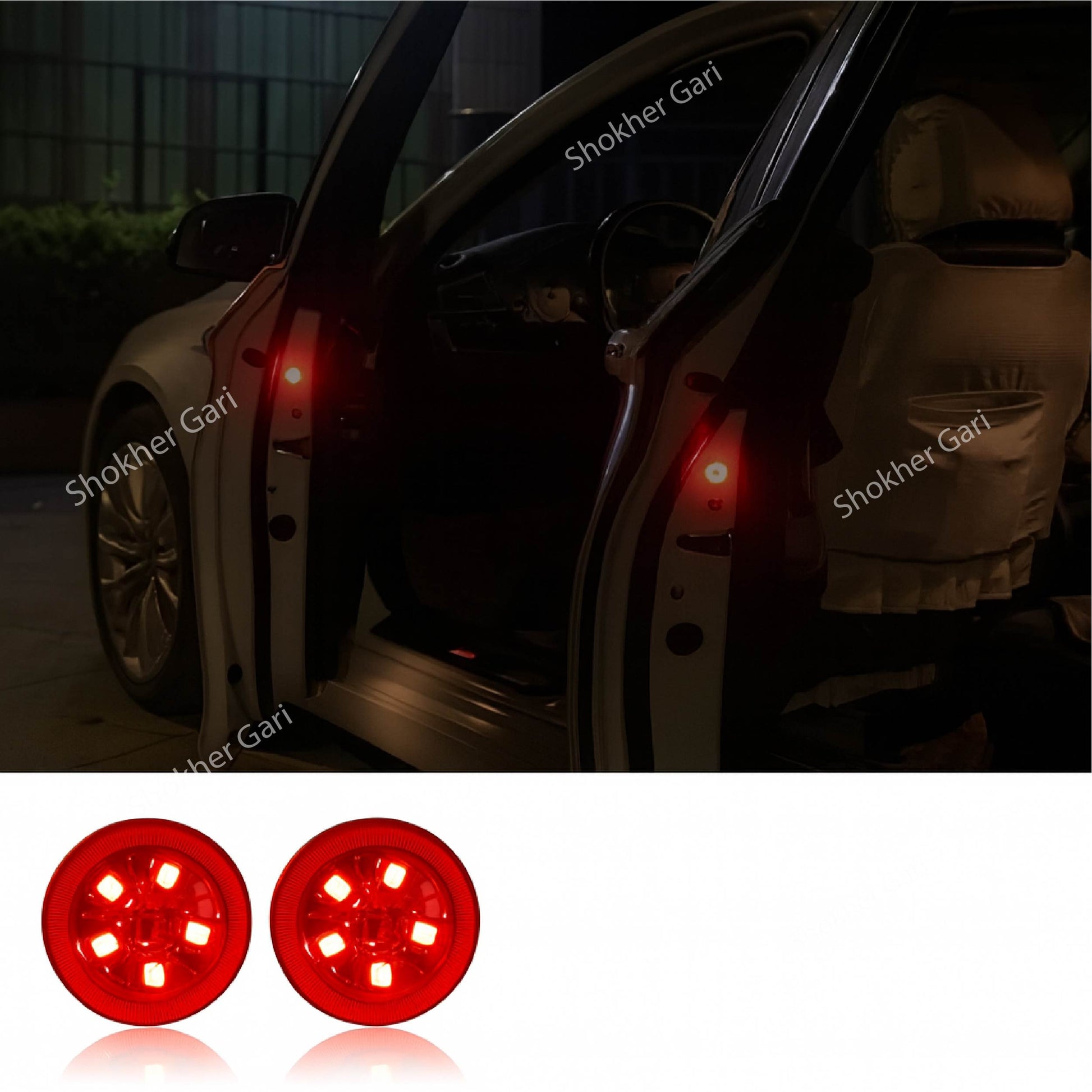 Gentle car door close indicator Low-impact auto door closing alert -Car door softly shutting light- 2 pieces and 4 piecs Combo image 0