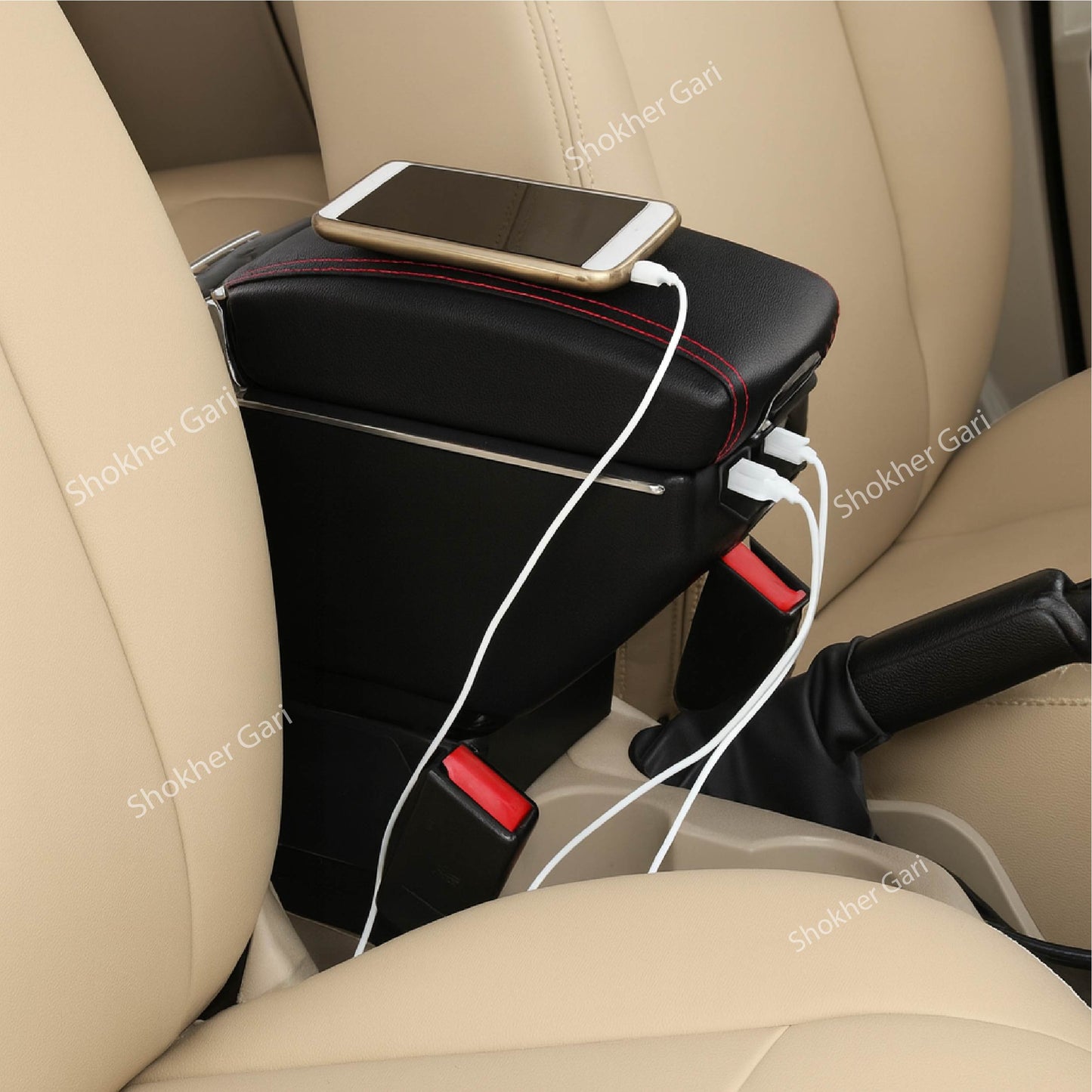 Armrest USB Storage Box-Space-Saving Armrest USB console box image 0