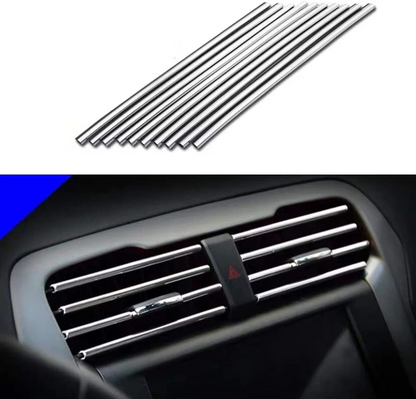 10 pcs set 20 cm Pipe Car AC Vent Blade Strip - Silver image