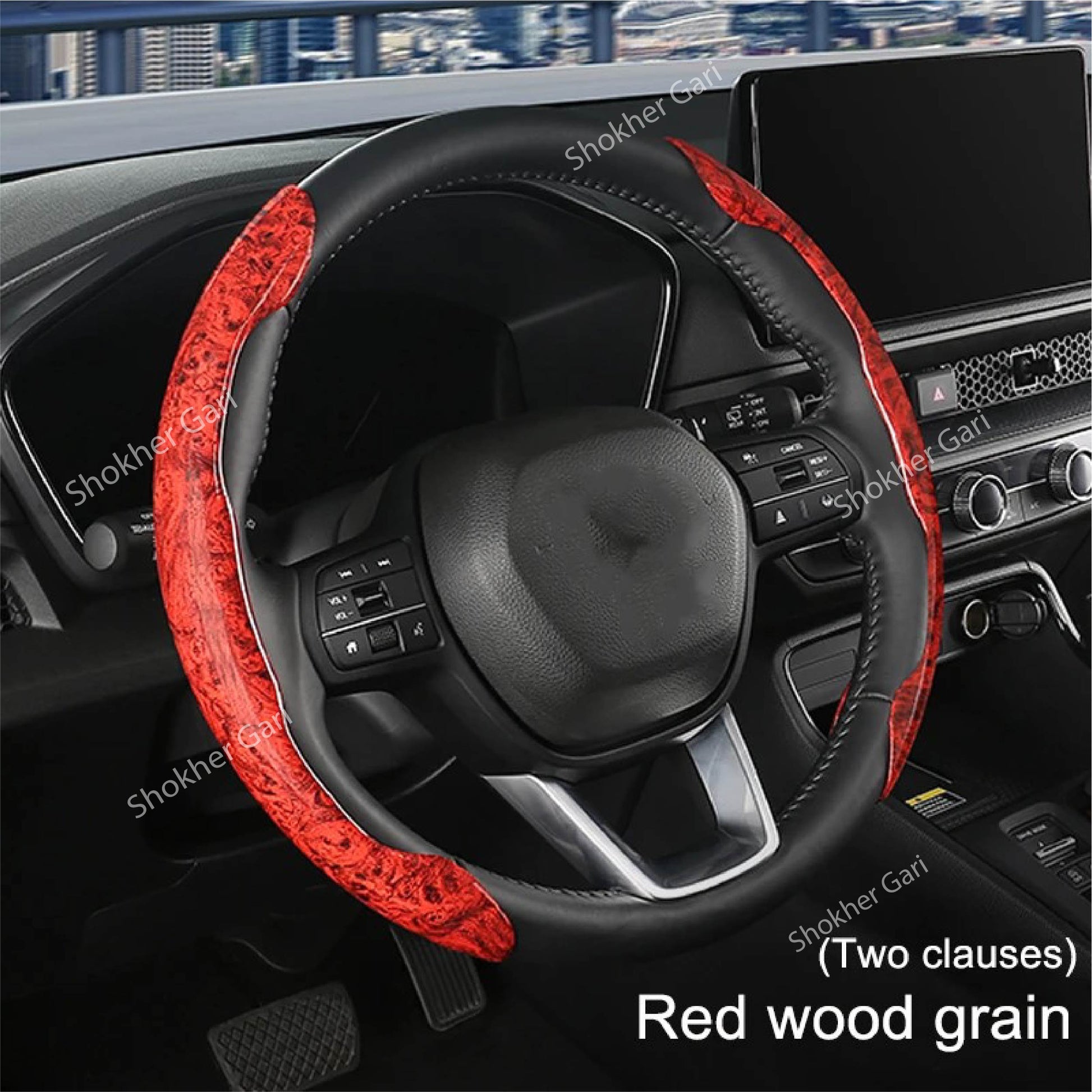 Half Universal Car Wood Steering Wheel Cover image 4