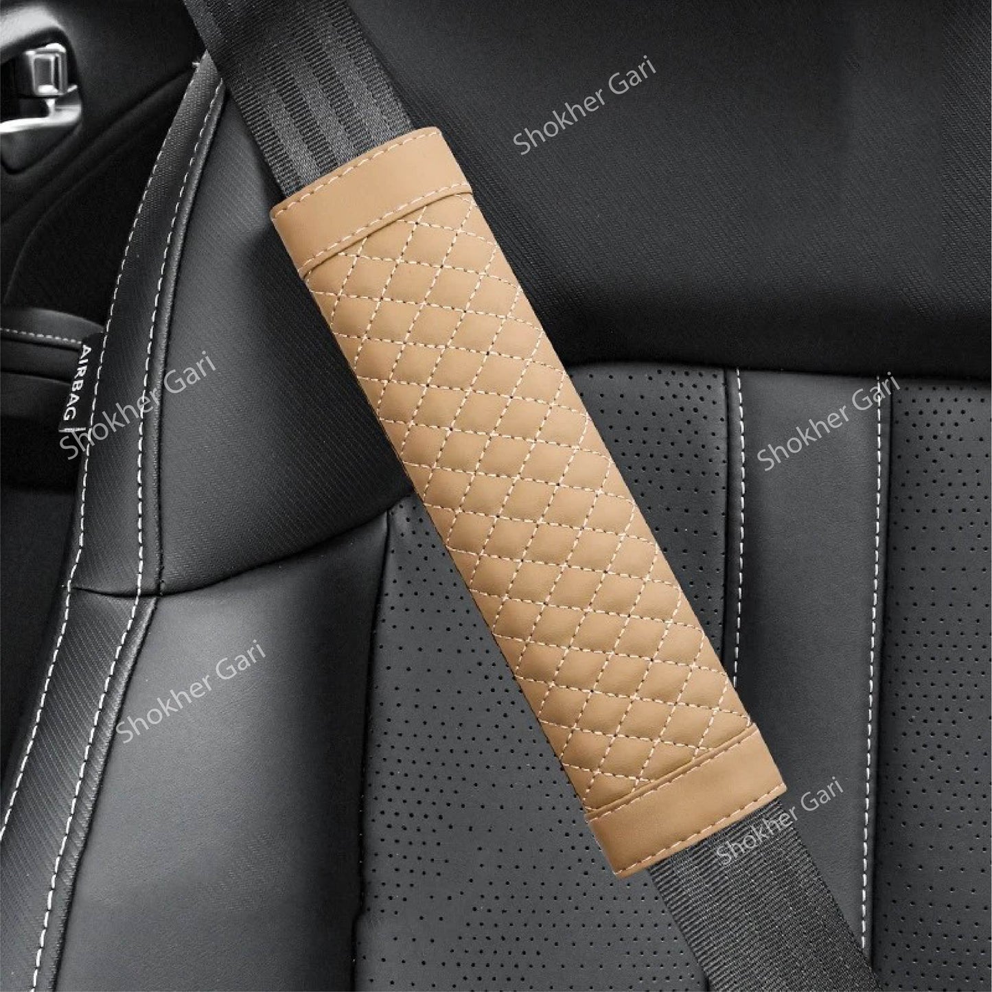 Soft Artificial Leather Car Seat Belt Shoulder Pad 2PCS image 0