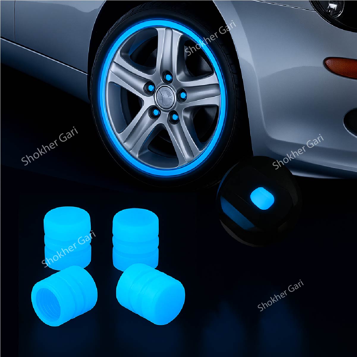 Radiant Car Tire Valve Cap 4 Pcs Set - Blue Radiant image