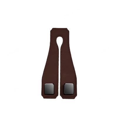 1Pcs Portable Car Seat Hooks Pu Leather &amp; Metal - Coffee image