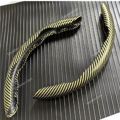 2pcs Laser Carbon Fiber Half Steering Cover - Yellow image
