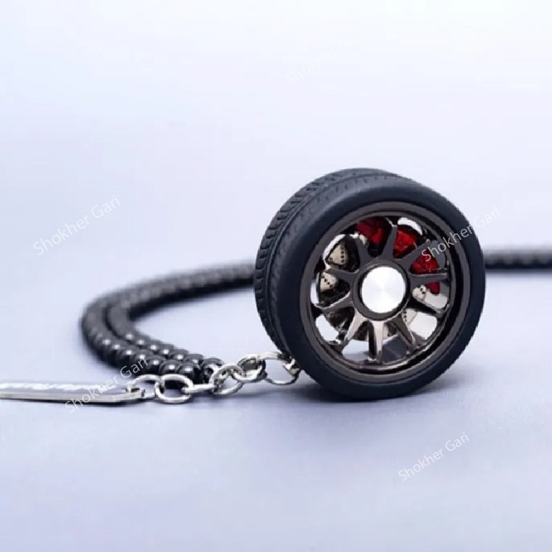 Wheel Car Mirror Rearview Hanging Chain image 1